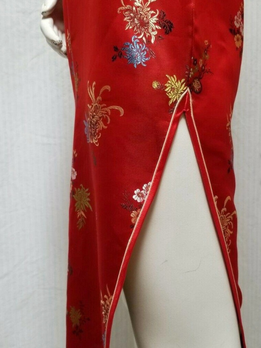 Vintage 60's Solz Squirrel XS/S Floral Asymmetrical Cheongsam Qipao sheath Dress - Picture 7 of 12